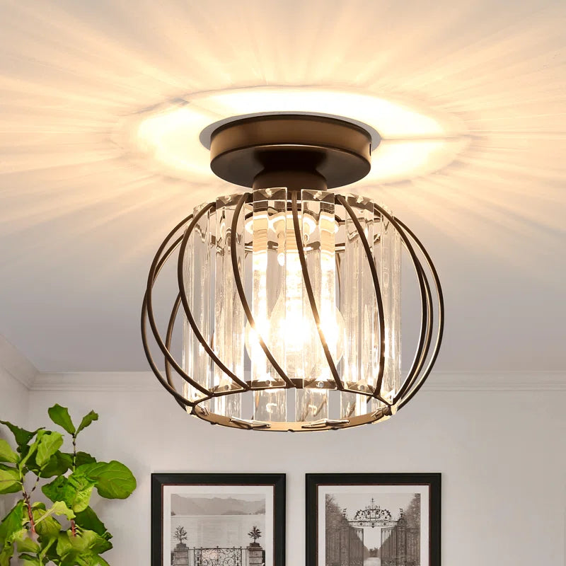 Crystal Chandelier Ceiling Light,Modern Small Flush Mount Ceiling Light,E27 Metal Ceiling Lamp for Kitchen Hallway Dining Rooms Living Rooms