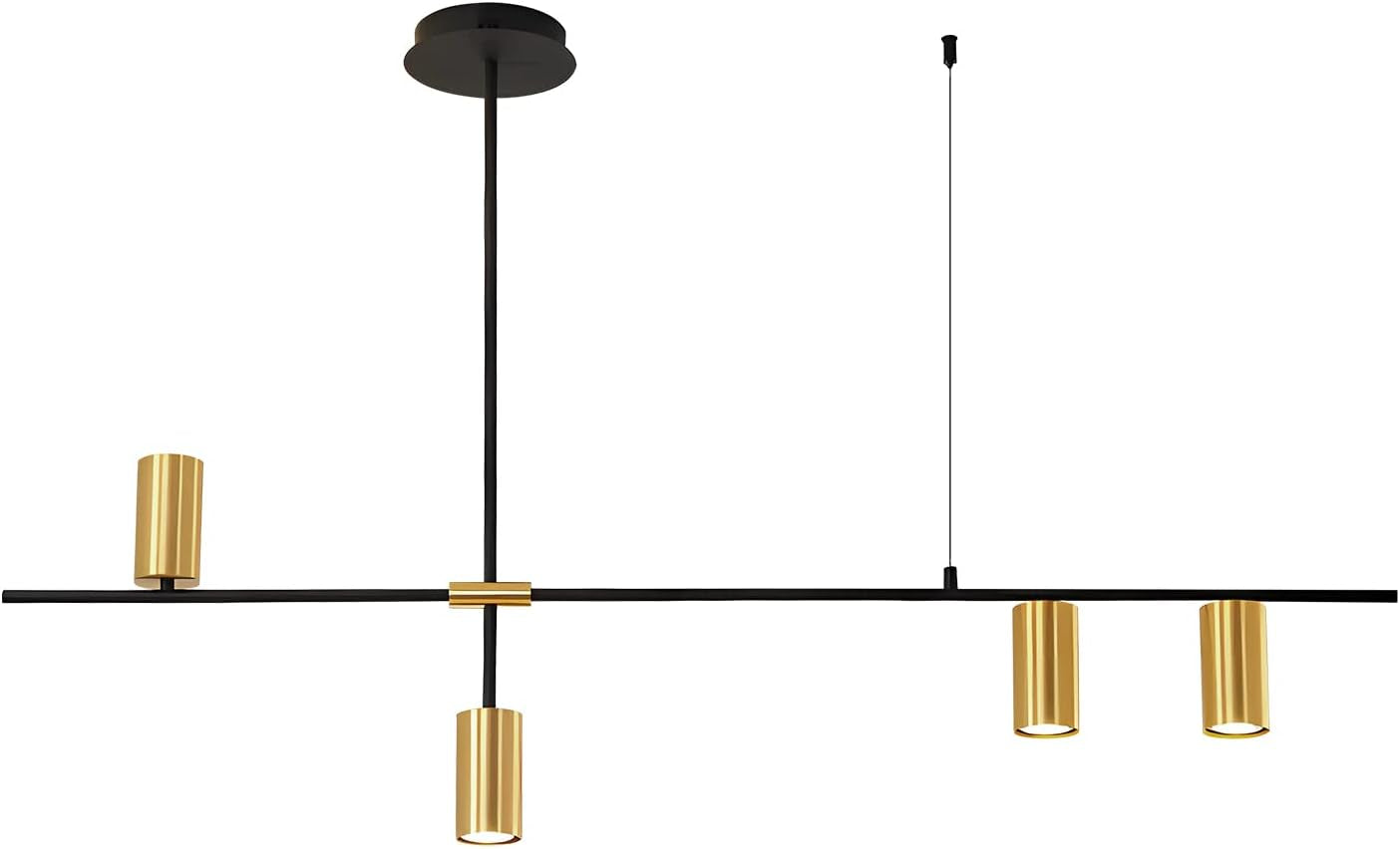 Black Gold 4 Light LED Track Lighting Adjustable 4 Way Ceiling Mount Linear Spotlights Matte Black Industrial Kitchen Focus Track Lighting Modern Geometric Chandelier Pendant