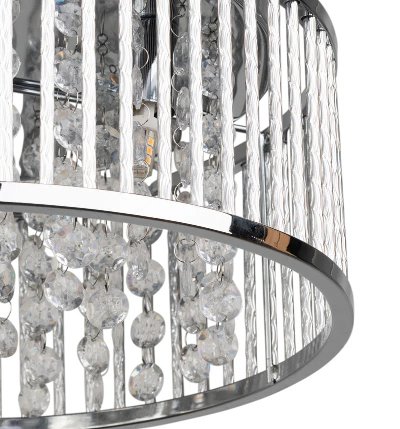 Chidester 3 -Light 35Cm Chrome Crystal Flush Mount Ceiling Light