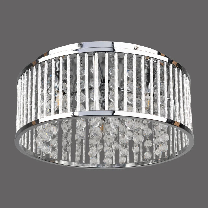 Chidester 3 -Light 35Cm Chrome Crystal Flush Mount Ceiling Light