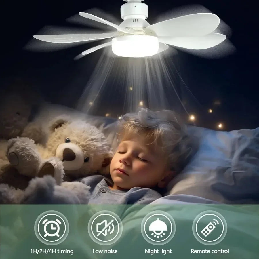 Wood Led Socket Ceiling Fan with Light E27 and Remote Control 3 Colors Dimming Chandelier Fan Silent for Room Home Lighting