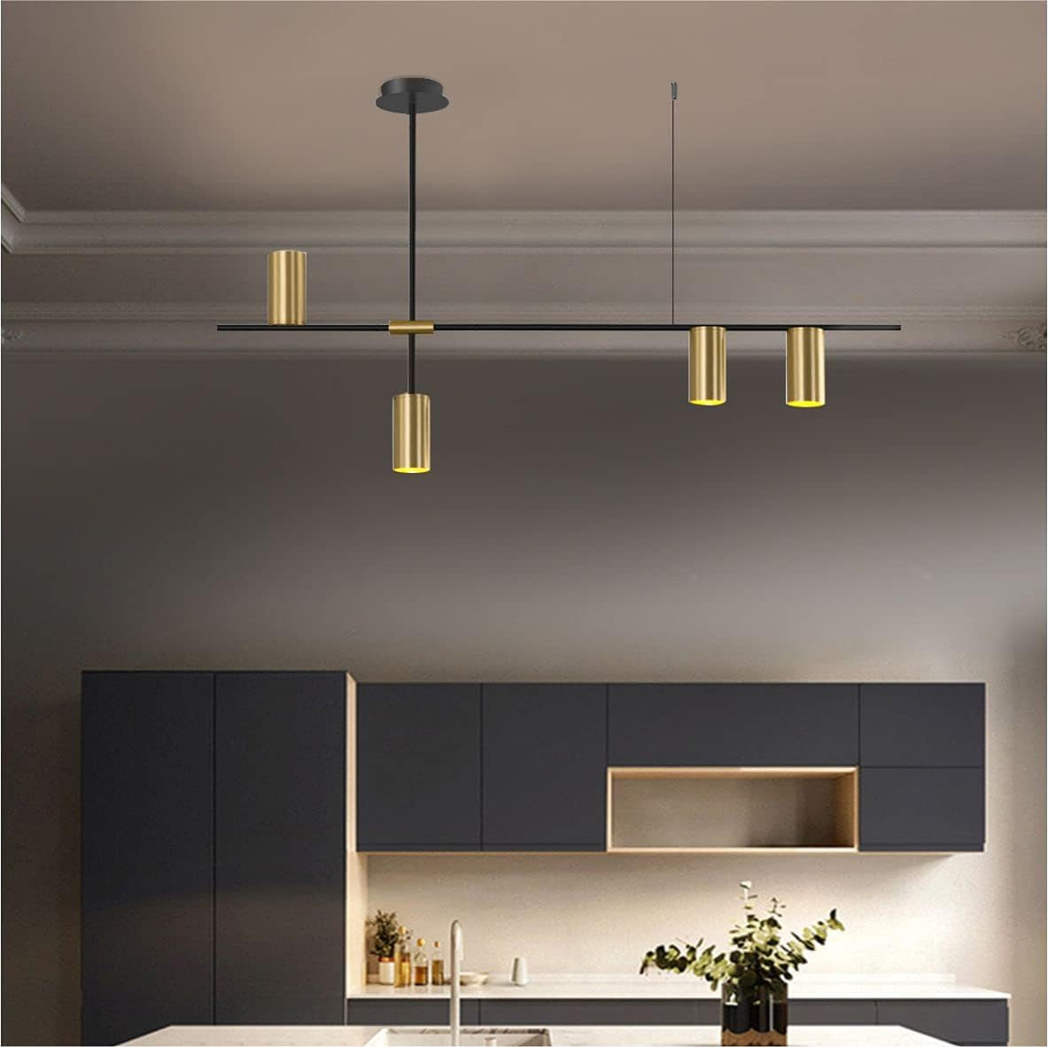 Black Gold 4 Light LED Track Lighting Adjustable 4 Way Ceiling Mount Linear Spotlights Matte Black Industrial Kitchen Focus Track Lighting Modern Geometric Chandelier Pendant