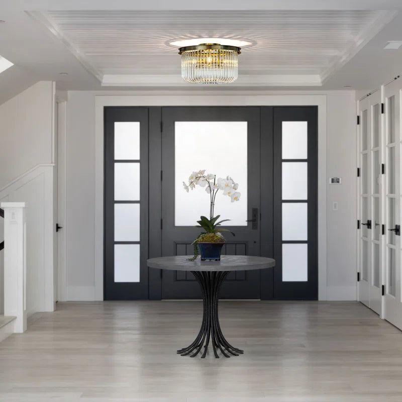 Andon Modern Elegant round Glass Flush Mount Ceiling Light Antique Gold for Dining Room