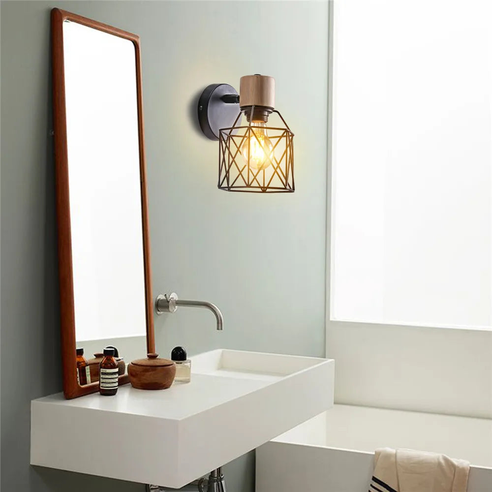Nordic Wood Wall Lights Bedroom Bedside Lamp Black Creative Modern E27 Wall Lamps Suspension LED Home Lighting Sconce Room Decor