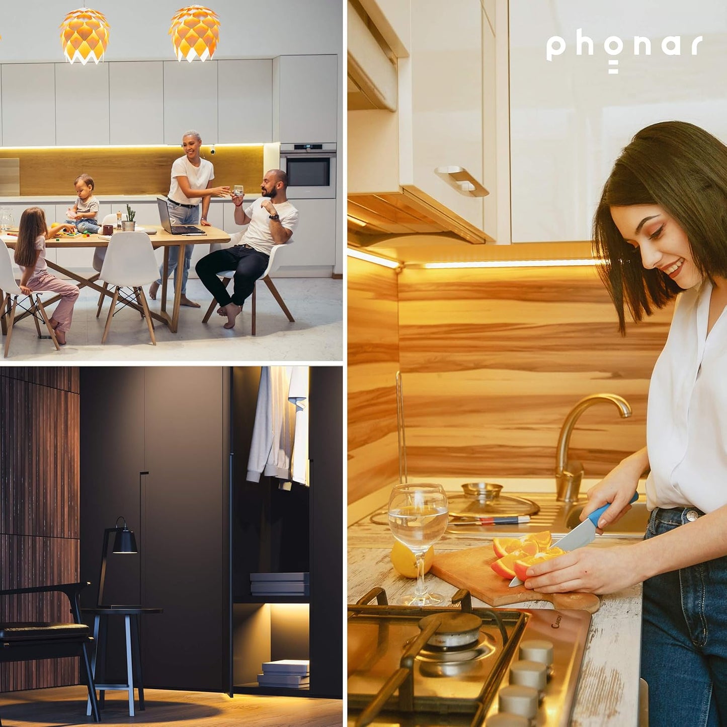 36 Inches under Cabinet Lighting LED Lamps for Kitchen, Closet, Variable Color LED under Counter Lighting Motion Sensor with Plug-In Installation LED Lighting for Wardrobe