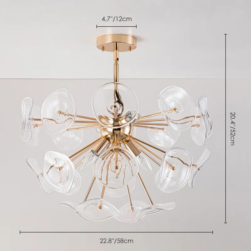 Dandelion 4-Light Glass Starburst Sunburst Ceiling Light Sputnik Semi Flush Mount