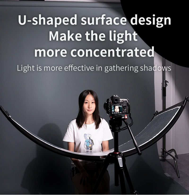 4 in 1 U-Shape Curved Light Reflector Adjustable Lighting Diffuser Kit for Photography Studio Lighting with Carrying Bag