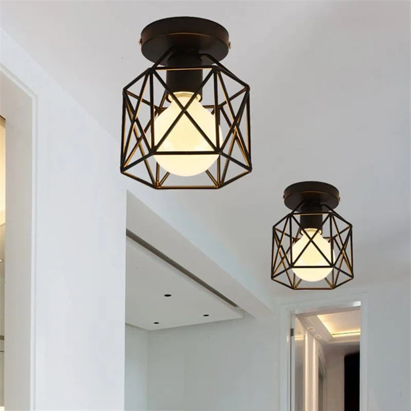 Eta 1-Light Geometric Semi Flush Mount Ceiling Light