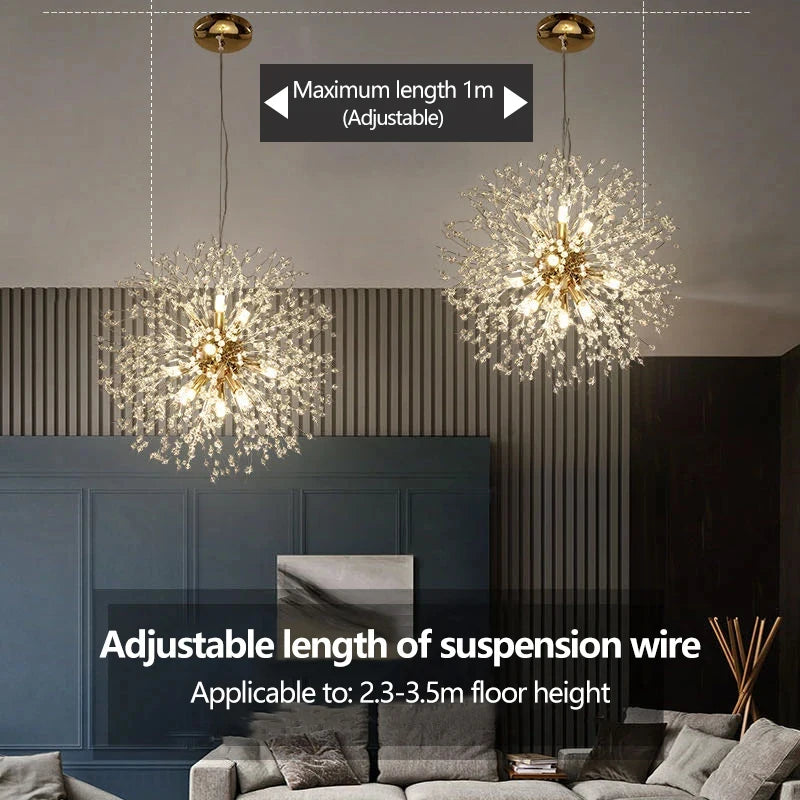 Modern Starry Sky Art Crystal Pendant Indoor Lighting Dandelion Dining Room, Living Room, Bedroom, Bar Art Lighting Fixtures