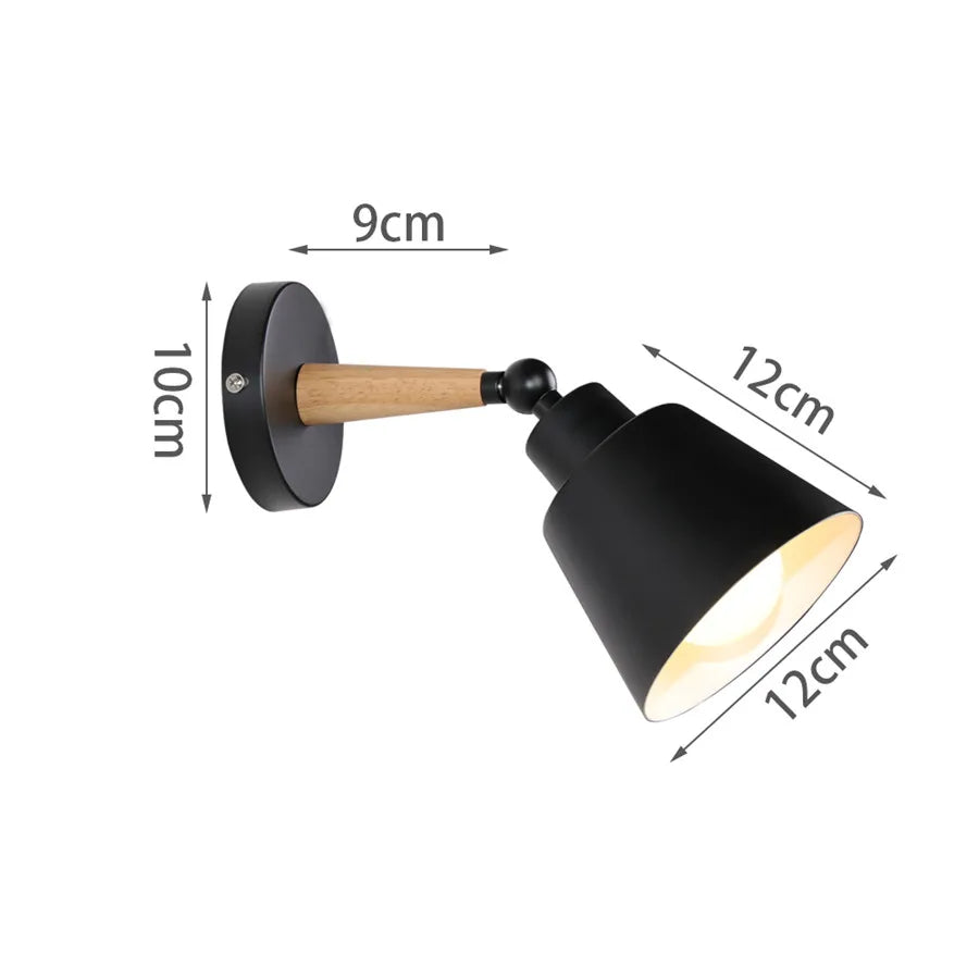 Nordic Wood Wall Lights Bedroom Bedside Lamp Black Creative Modern E27 Wall Lamps Suspension LED Home Lighting Sconce Room Decor