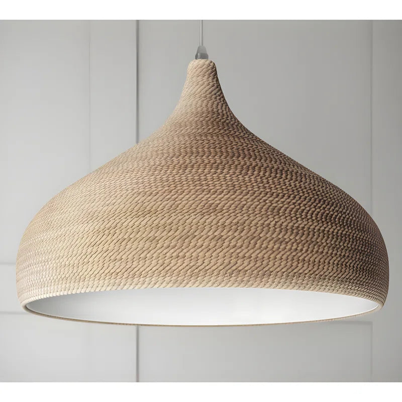 Lombardy 1 - Natural Dome Pendant Light – Handmade Hemp Rope Woven Lampshade, Rustic Boho Ceiling Light for Home, Cafe & Office