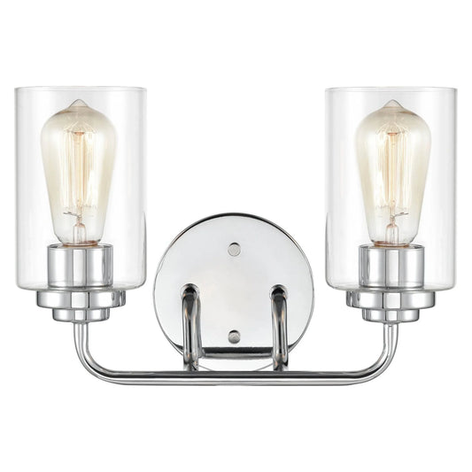 929 Lighting 2 Light Bathroom Vanity Fixture with Clear Glass Shades Chrome Chrome Polished