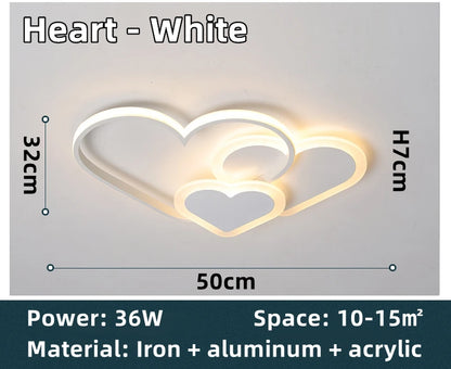 Led Ceiling Lamp for Children Kid Girls Room Bedroom Study Cloud Ceiling Light Heart Shape Pink Child Kid Star Chandelier Light