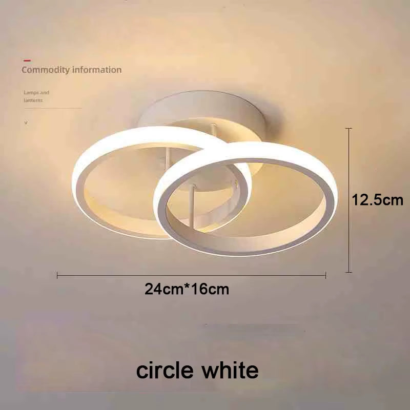 Modern LED Ceiling Light 2 Rings Creative Design Ceiling Lamp Indoor Lighting Fixtures Hallway Balcony Aisle Office Light