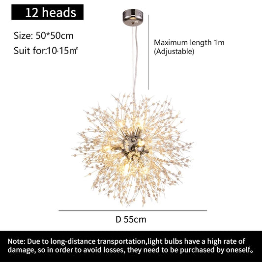 Modern Starry Sky Art Crystal Pendant Indoor Lighting Dandelion Dining Room, Living Room, Bedroom, Bar Art Lighting Fixtures