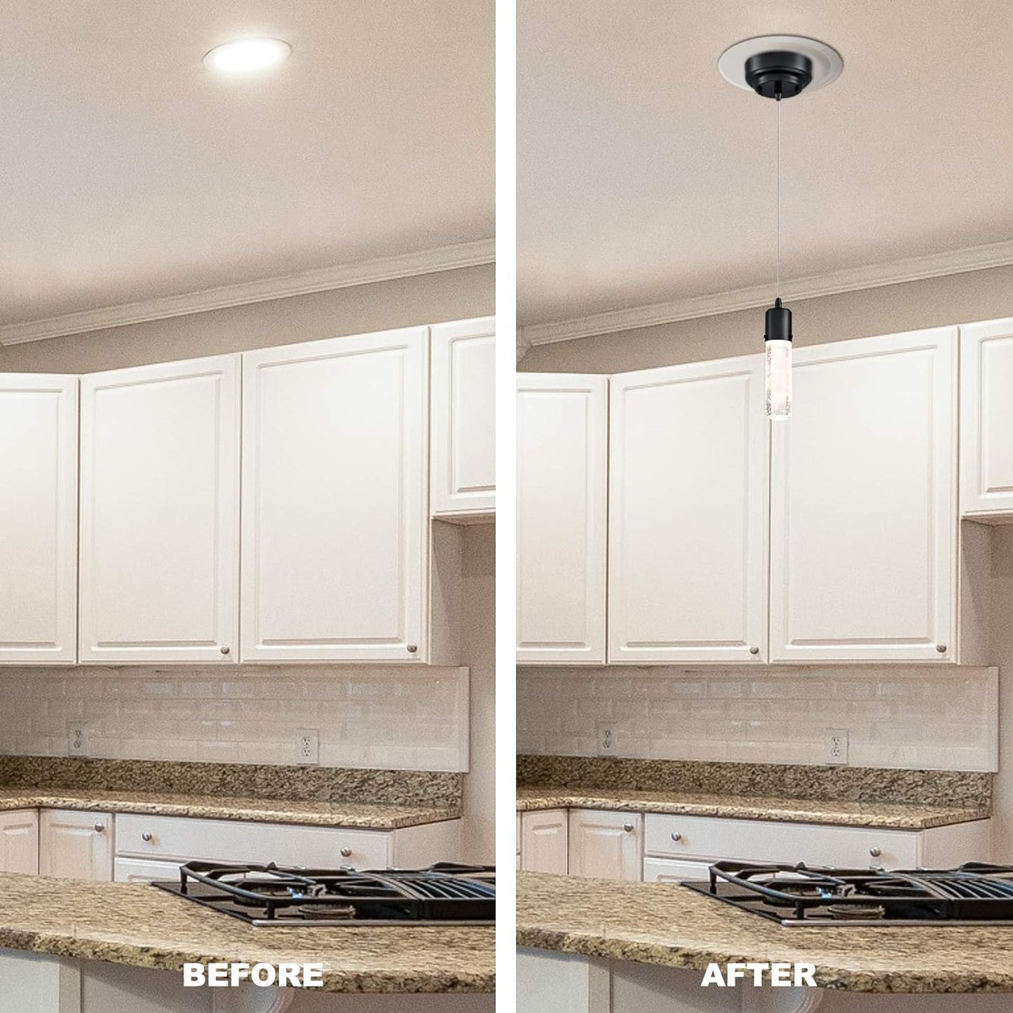 Lighting Recessed Can Light Conversion Kit to Pendant, Instant Light Conversion Kit for Light Fixtures in White Finish – 1 Pack