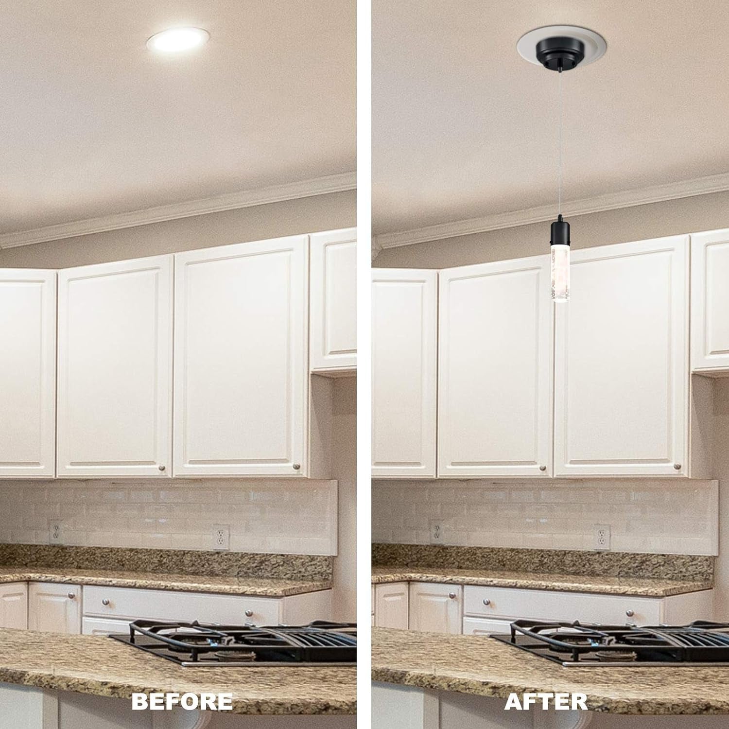 Lighting Recessed Can Light Conversion Kit to Pendant, Instant Light Conversion Kit for Light Fixtures in White Finish – 1 Pack