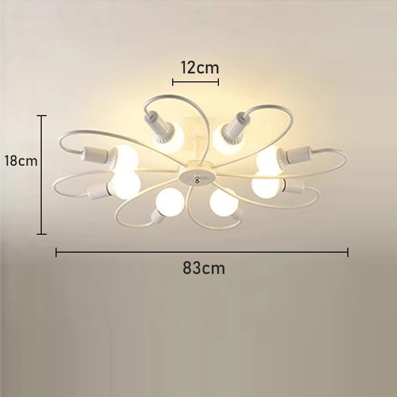 E27 Ceiling Lamp Modern Decor Home Lighting Fixture Retro Industrial Chandelier Wrought Iron LED Decoration Pendant Lights