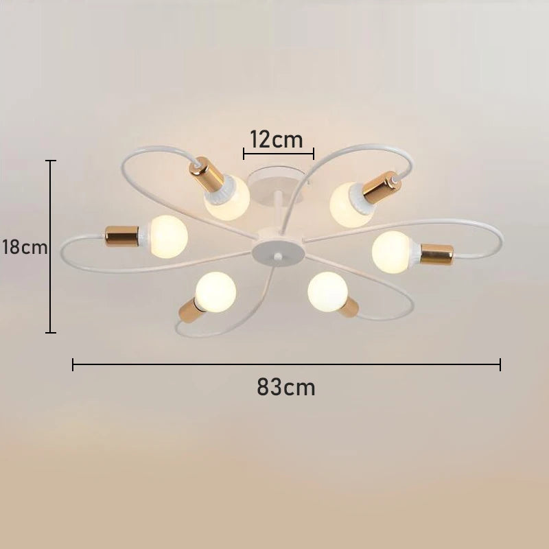 E27 Ceiling Lamp Modern Decor Home Lighting Fixture Retro Industrial Chandelier Wrought Iron LED Decoration Pendant Lights