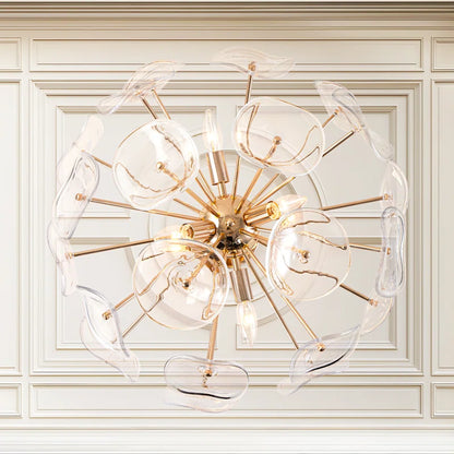 Dandelion 4-Light Glass Starburst Sunburst Ceiling Light Sputnik Semi Flush Mount