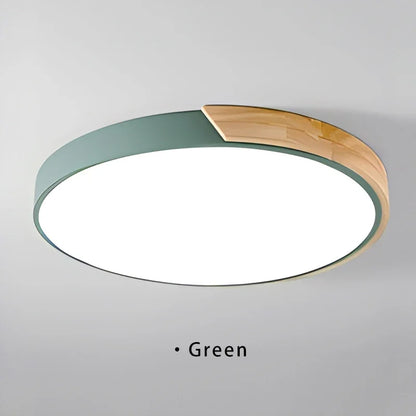 Macaron LED Ceiling Light Modern Simple Circular Wood Grain Ceiling Light Living Room Bedroom Balcony Indoor Decoration Light
