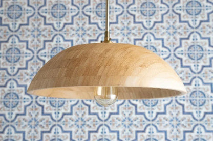 Wood Pendant Light - Boho Pendant - Wood Light - Boho Lighting - Bamboo Bowl Light - Bamboo Lighting - Boho Model No. 9322
