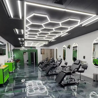 Hexagon LED Lighting Honeycomb Hex Lights for Garage Workshop Lighting Car Detail for Car Wash Beauty Station Office