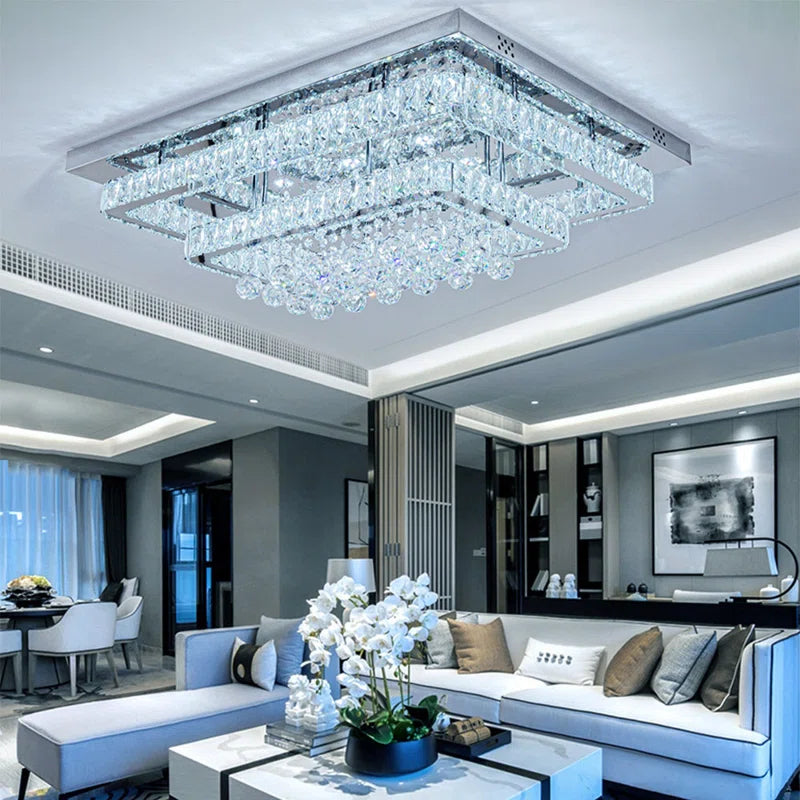 Jaclynn Modern Crystal LED Flush Mount Ceiling Light Fixture