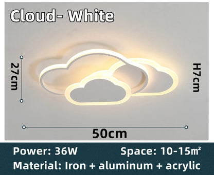 Led Ceiling Lamp for Children Kid Girls Room Bedroom Study Cloud Ceiling Light Heart Shape Pink Child Kid Star Chandelier Light