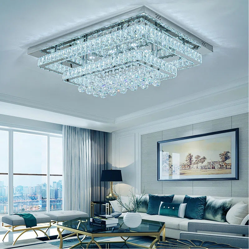 Jaclynn Modern Crystal LED Flush Mount Ceiling Light Fixture