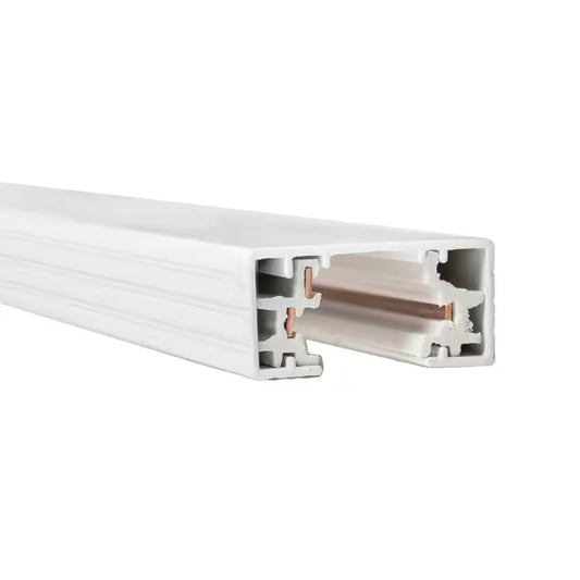H-Track 6 Ft. 120-Volt White Single Circuit Lighting Fixed Track Lighting Rail with 2 Endcaps