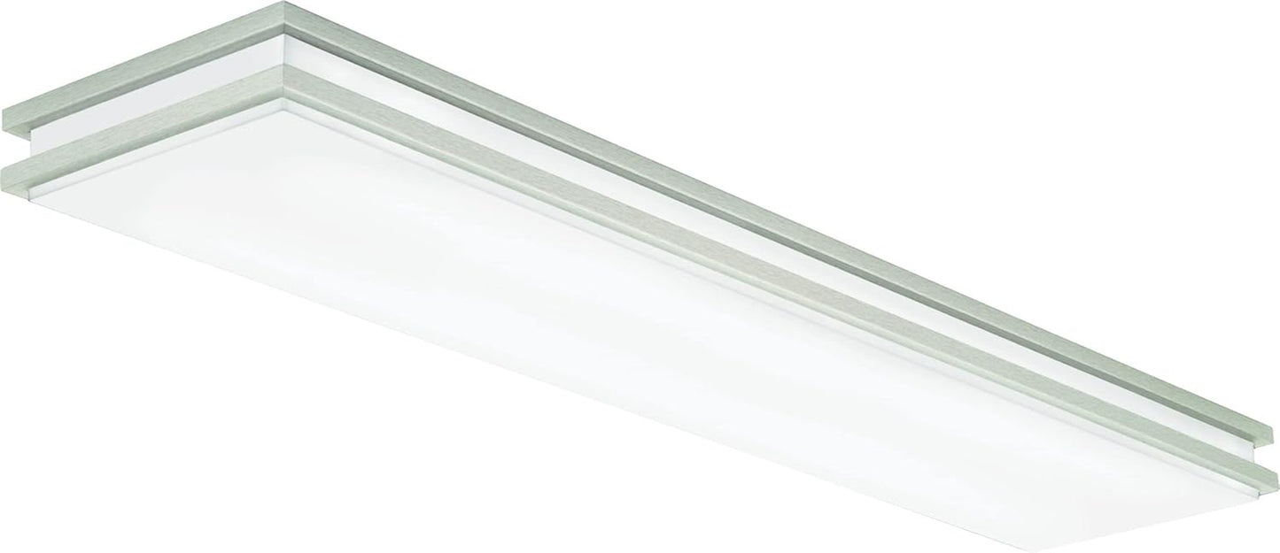 Saturn 4 Foot LED Kitchen Light Fixture, Linear Flush Mount Ceiling Light, 4000K Cool White, 3206 Lumens, 120 Volts, 39 Watts, Damp Listed, Brushed Nickel (FMFL 30840 SATL BN)
