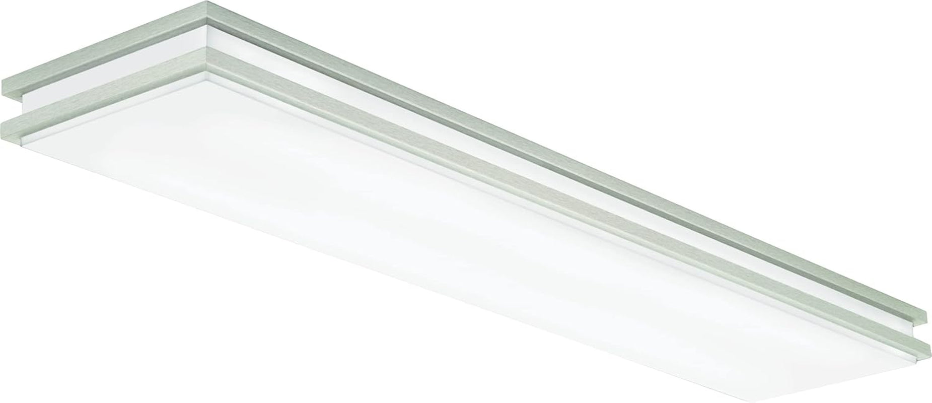 Saturn 4 Foot LED Kitchen Light Fixture, Linear Flush Mount Ceiling Light, 4000K Cool White, 3206 Lumens, 120 Volts, 39 Watts, Damp Listed, Brushed Nickel (FMFL 30840 SATL BN)