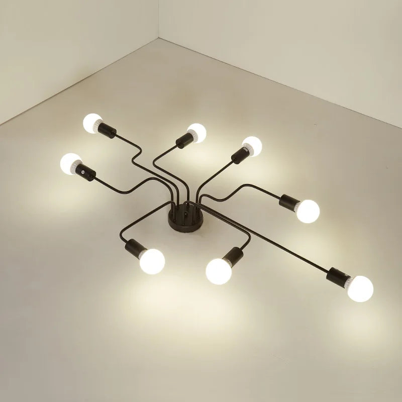 Vintage Pendant Lights Lamps Multiple Rod Wrought Iron Ceiling Lamp E27 Bulb Living Room Lamparas for Home Lighting Fixtures