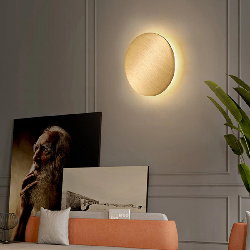 Indoor LED Wall Lamp Living Room Decor Wall Light Gold/Silver Home Lighting Fixture Loft Stair Light round Aluminum AC90-260V