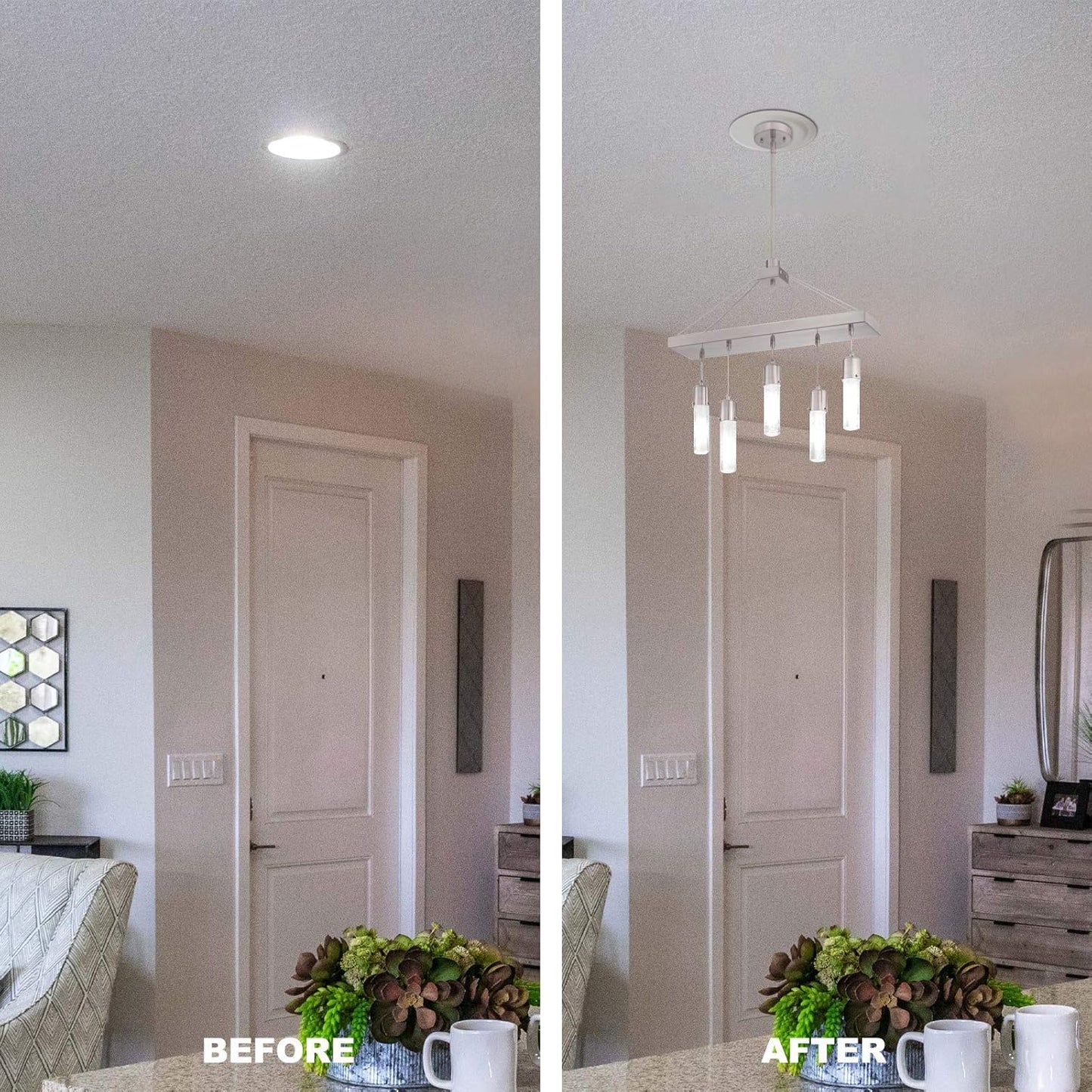 Lighting Recessed Can Light Conversion Kit to Pendant, Instant Light Conversion Kit for Light Fixtures in White Finish – 1 Pack