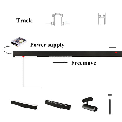 Recessed Magnetic Track Light Design Ceiling Light Magnetic Rail Ceiling System Indoor Track Lighting Spot Rail Spotlight