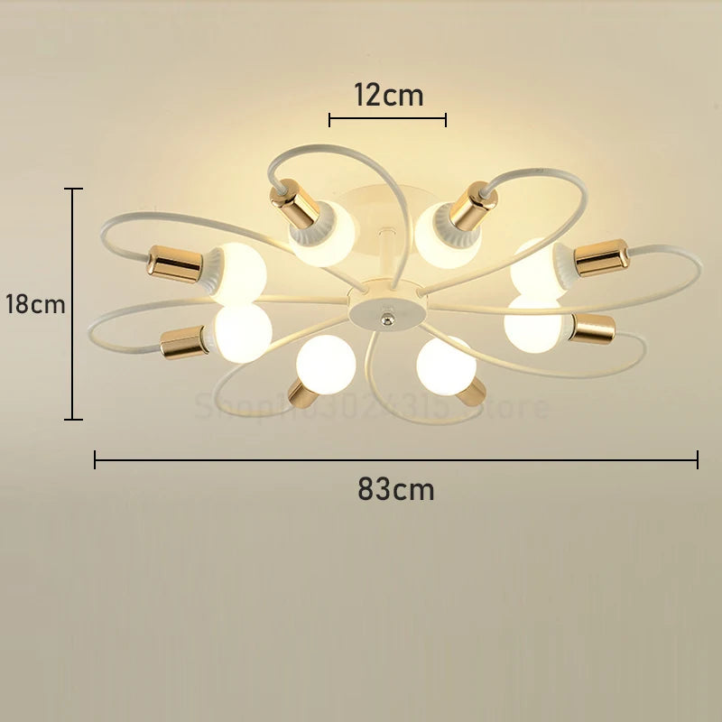 E27 Ceiling Lamp Modern Decor Home Lighting Fixture Retro Industrial Chandelier Wrought Iron LED Decoration Pendant Lights