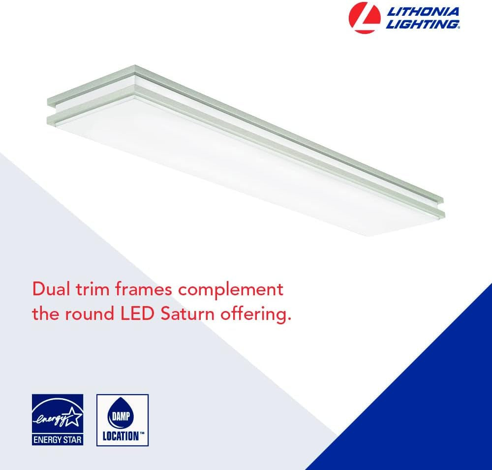 Saturn 4 Foot LED Kitchen Light Fixture, Linear Flush Mount Ceiling Light, 4000K Cool White, 3206 Lumens, 120 Volts, 39 Watts, Damp Listed, Brushed Nickel (FMFL 30840 SATL BN)