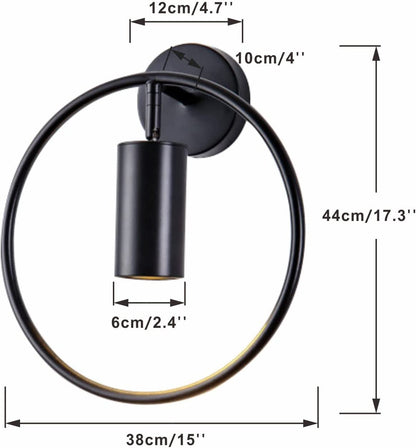 Modo Lighting Mid Century Wall Sconces Lighting 1-Light Wall Mounted Light Mid Century Wall Decor Lighting Lamp Circular Bedroom Light Fixture (Black, 2Pack)