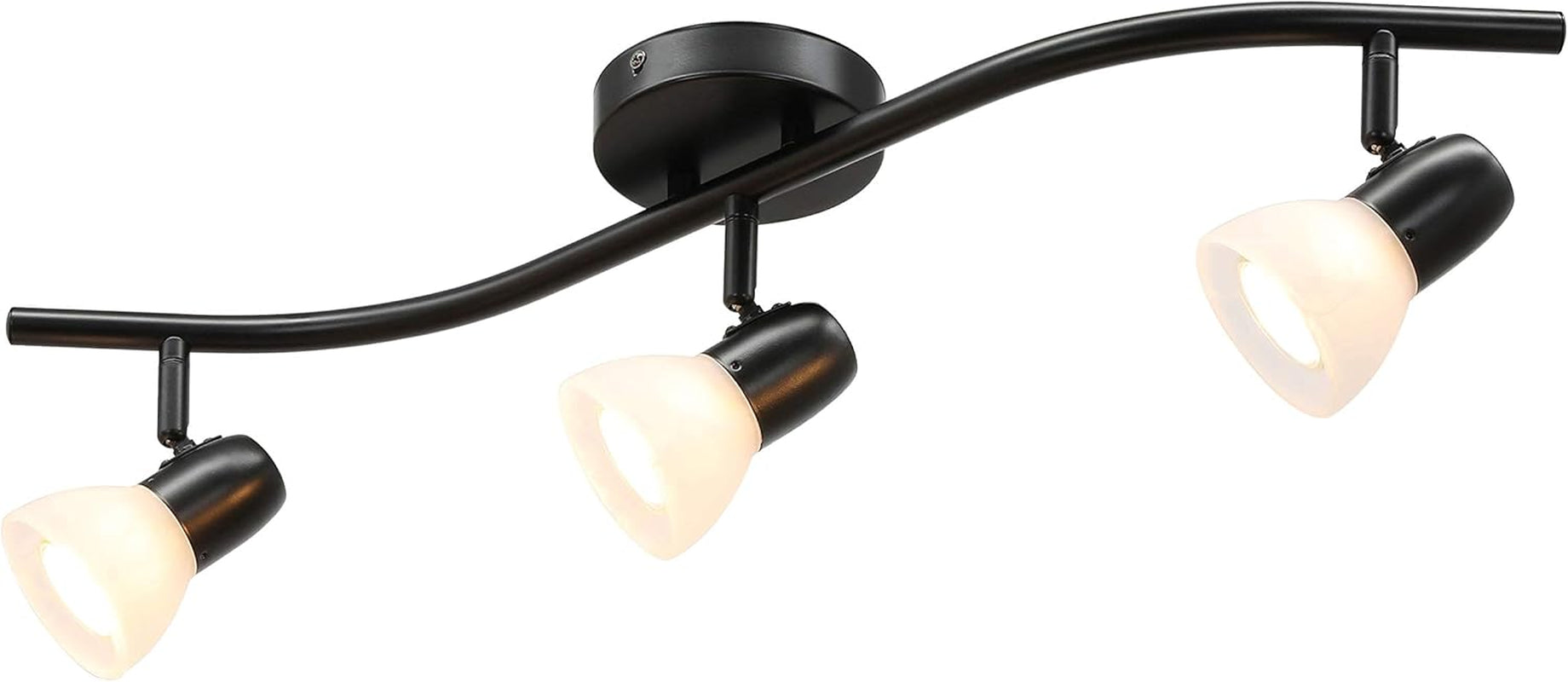 Track Lighting, 3 Light Modern Black Curved Kitchen Track Ceiling Light Fixtures XB-TR1223-3-MBK