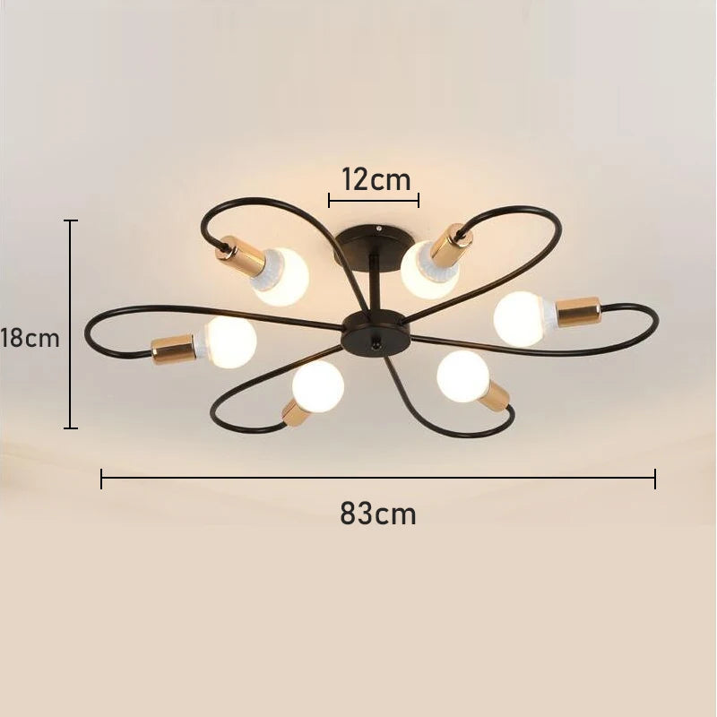 E27 Ceiling Lamp Modern Decor Home Lighting Fixture Retro Industrial Chandelier Wrought Iron LED Decoration Pendant Lights