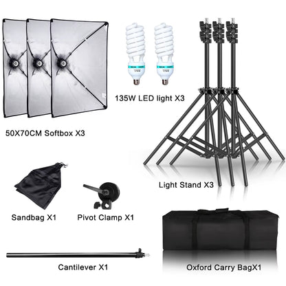 Photography Studio Softbox Lighting Kit Arm for Video & Youtube Continuous Lighting Professional Lighting Set Photo Studio