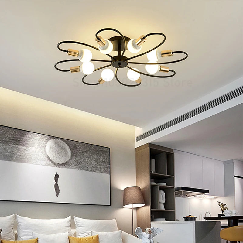 E27 Ceiling Lamp Modern Decor Home Lighting Fixture Retro Industrial Chandelier Wrought Iron LED Decoration Pendant Lights