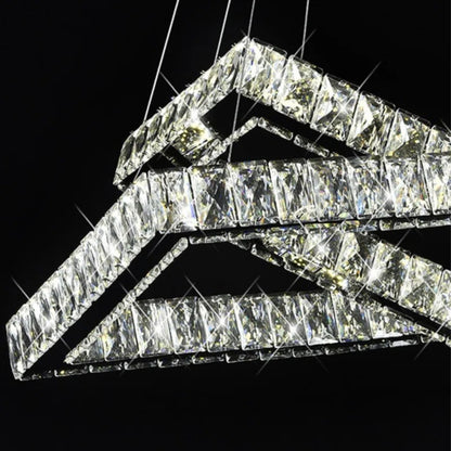 Chetram 1-Modern Crystal Square Chandelier - Luxury Chrome Flush Mount Ceiling Light with LED and Glass Droplets for Living Room, Bedroom, Foyer, and Restaurant