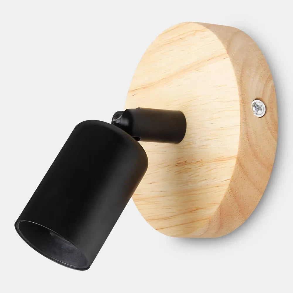 Nordic Vintage Wood Wall Lamp E27 Lamp Base Loft Iron Art Lights for Bar Cafe Restaurant Home Lighting 220V Black White