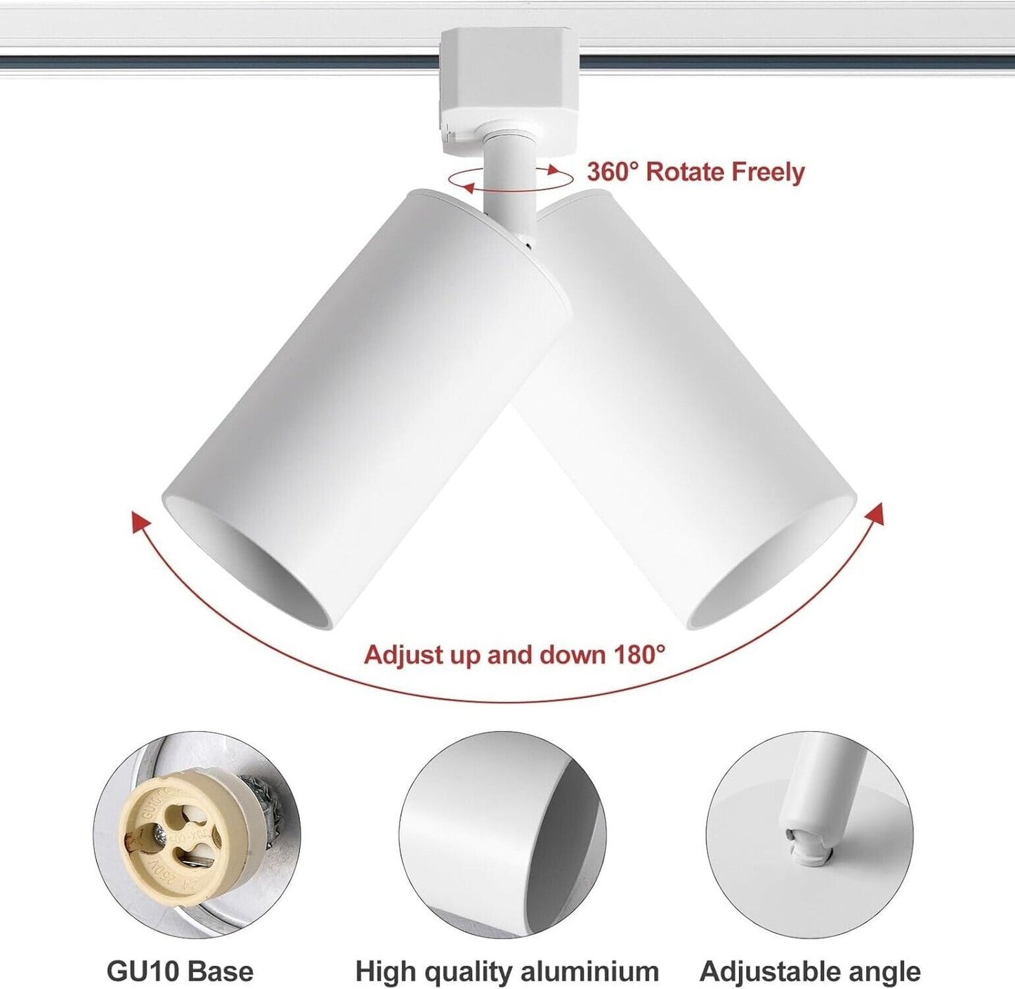 Plug in Track Lighting with Power Cord, 4-Light GU10 Track Lighting Kit with ...