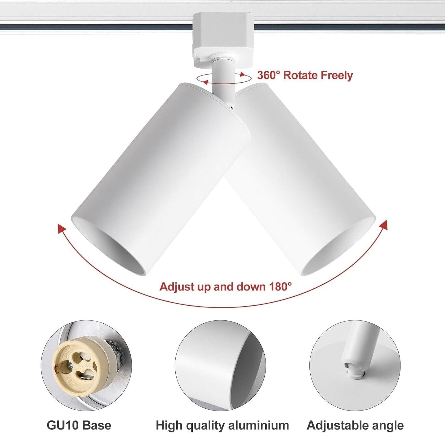 Plug in Track Lighting with Power Cord, 4-Light GU10 Track Lighting Kit with ...
