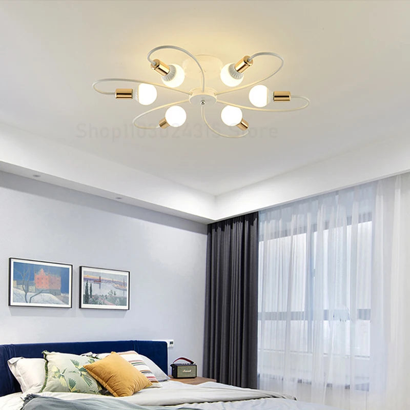 E27 Ceiling Lamp Modern Decor Home Lighting Fixture Retro Industrial Chandelier Wrought Iron LED Decoration Pendant Lights