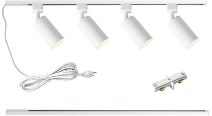 Plug in Track Lighting with Power Cord, 4-Light GU10 Track Lighting Kit with ...